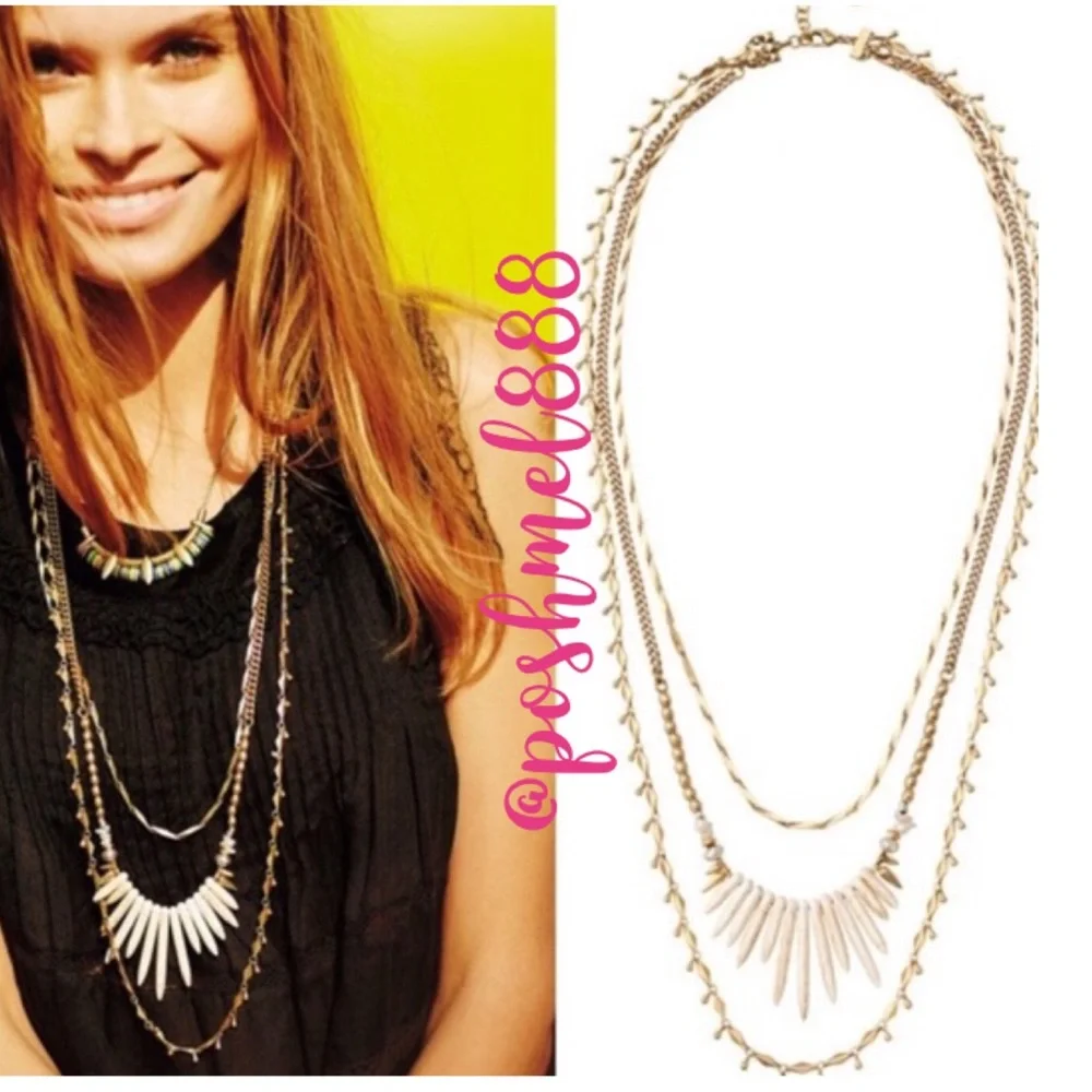 :: Stella & Dot | Versatile Howlite & Gold 5-in-1 Zuni Layering Necklace… - Picture 1 of 16